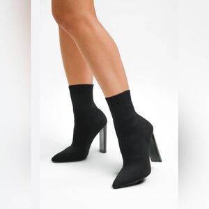 ASOS Design Enhance Block Heel Knit Sock Boots 8